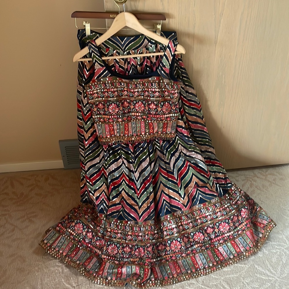Multicolor Embroidered Women's Lehenga